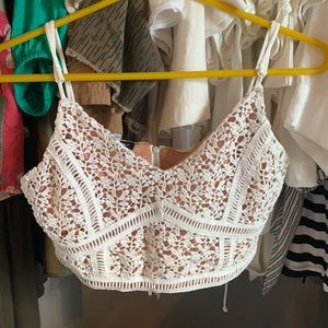 White Kendall and Kylie crop top/tank top.